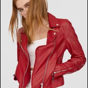 Genuine Leather red biker jacket